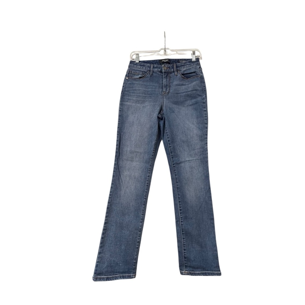 Nine West High-Rise Gramercy Curvy Straight-Leg  Light-Wash Blue Denim Jeans - Picture 12 of 13